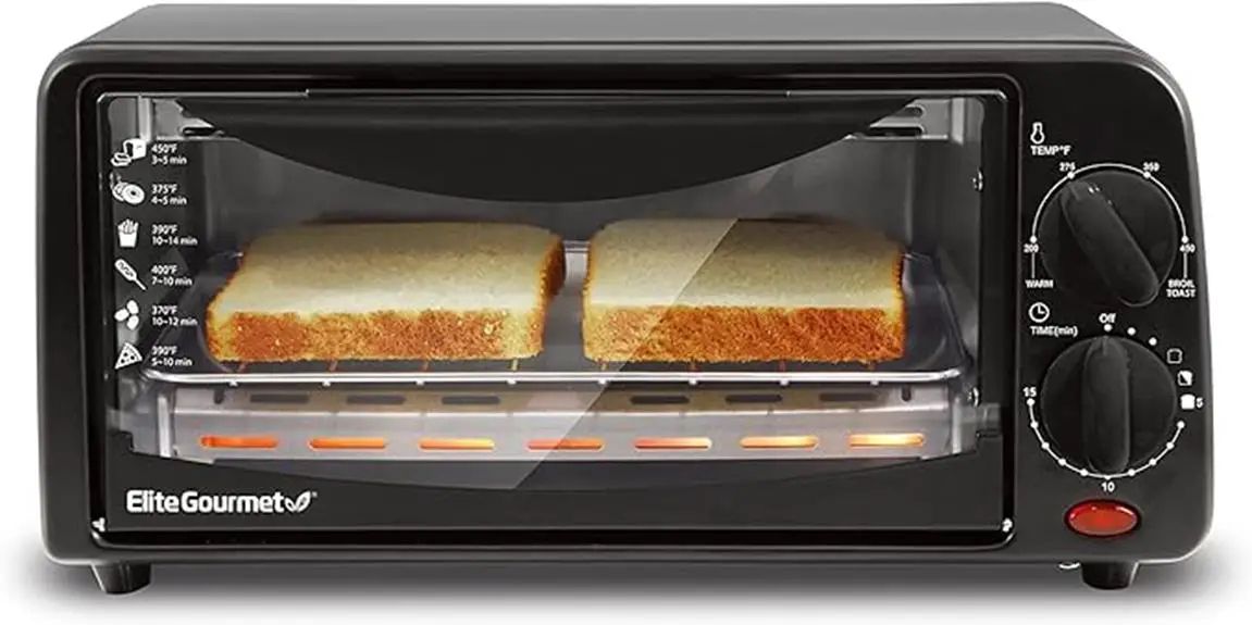 compact toaster oven with timer